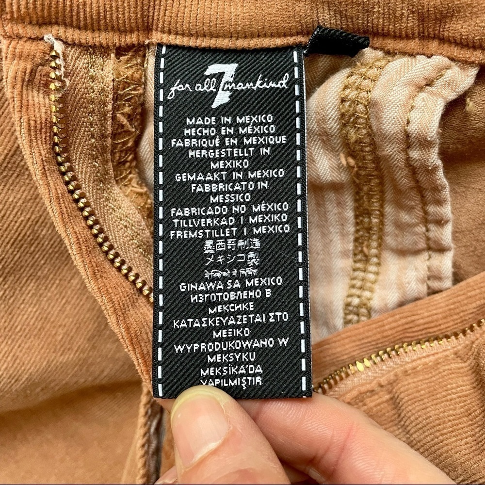 NWT 7 For All Mankind Corduroy Slim Kick Flare Overalls Penny Brown Tan Large - Picture 4 of 13